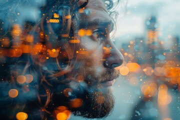 Poster - An image capturing the mesmerizing bokeh lights and dark hair, creating a dreamy and atmospheric scene
