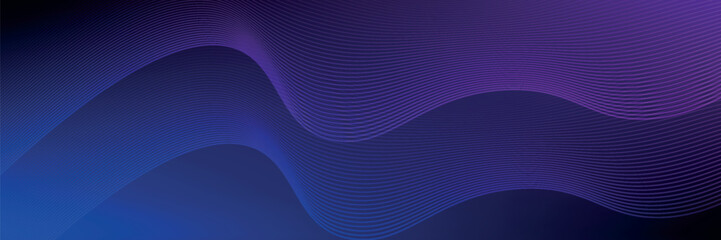 Wall Mural - Abstract dark blue banner template. Vector minimal wavy lines background with text for social media cover, header. vector ilustration