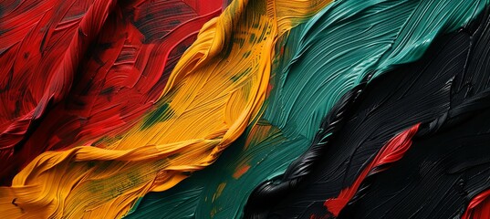 vibrant textile texture, red yellow green and black paint flag color background, vibe banner