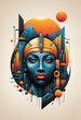 Egiptian T-shirt print design. Woman Digital art. Interior decoration, images to print for wall decoration