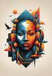 T-shirt print design. African Queen. Digital art. Interior decoration, images to print for wall decoration