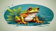 frog on a leafTropical frog illustration in vector form.Design of the art frog logo