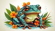 frog in the grassTropical frog illustration in vector form.Design of the art frog logo