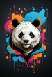 T-shirt print design. Panda abstraction. Digital art. Interior decoration, images to print for wall decoration

