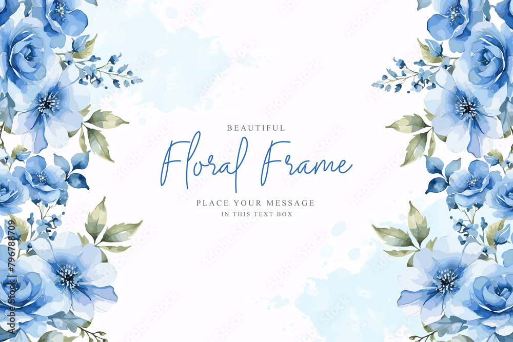 Vector watercolor floral frame wedding invitation card template with ...