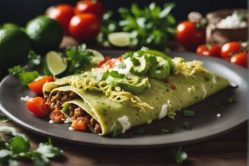 'green enchiladas mexican food guacamole avocado cheese chili colourful cookery dinner dish ethnic epicure gravy habanero hispanic hot ingredient international jalapeno kitchen lemon lunch meal meat'