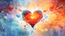 Red Heart Love Mind Mental Flying Healing In Universe Spiritual Soul Abstract Health Art Power Watercolor Painting Illustration Design Stock Illustration 