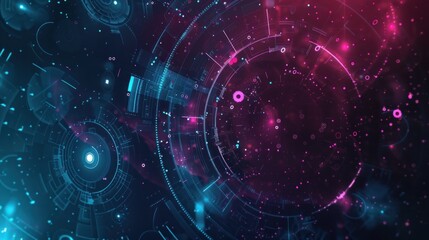Poster - background on technological and scientific topics. Various techno details with using digital code AI generated