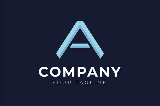 Creative Logo Initial Letter A Modern and Elegant. Blue Geometric Shapes