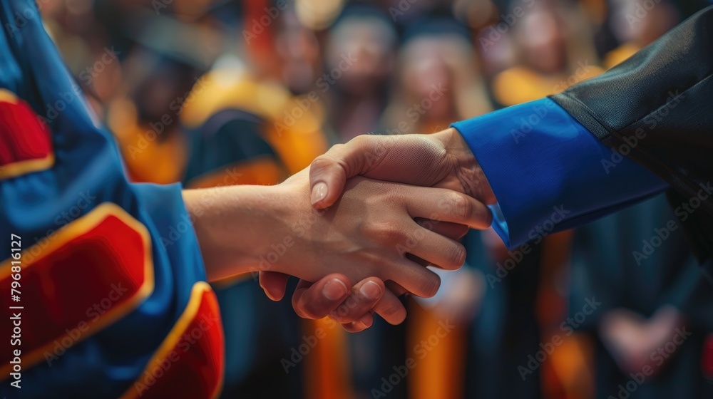 Acknowledging my academic triumph, I clasped hands with the dean during ...