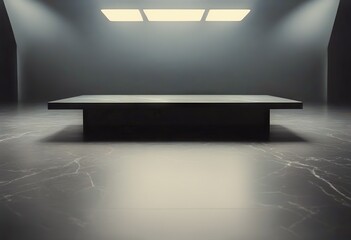Wall Mural - table podium smoke stone room black black marble dark Empty floor