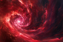 Crimson Energy Cascades In An Expanding Celestial Spiral.