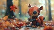 a portrait extremely cute little robot squirrel collecting nuts, AI Generative