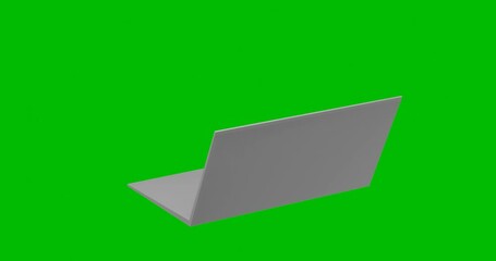 Poster - Animation of rotation of a white notebook symbol with shadow. Simple and complex rotation. Seamless looped 4k animation on green chroma key background