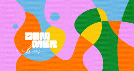 summer bright vintage background with liquid abstract shapes. fluid juicy illustration, cover templa