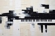 Abstract piano ripped paper art keyboard collage.