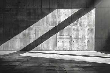 Poster - The stark grey concrete wall is dramatically illuminated from the side, creating a moody and artistic play of light and shadow