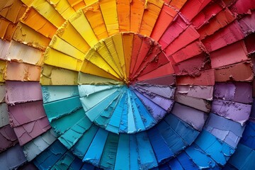 Poster - This piece features a striking spiral of textured paint strokes in a full spectrum of colors creating a vibrant visual
