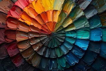 Poster - A detailed image of paint texture with drops, showcasing a swirling pattern of bright colors blending artistically