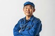 Portrait of Asian technician on a light background with copy space