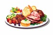 complete english breakfast on white background