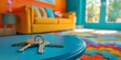 Colorful Household Keys on Vibrant Table in Cheerful Children s Room Signifying New Family Home