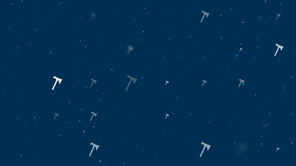 Poster - Template animation of evenly spaced axe symbols of different sizes and opacity. Animation of transparency and size. Seamless looped 4k animation on dark blue background with stars