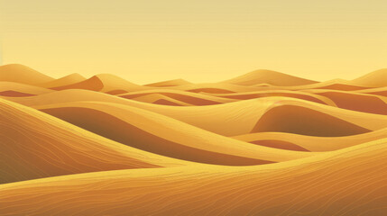Poster - Serene landscape of rolling sand dunes bathed in warm golden sunset light