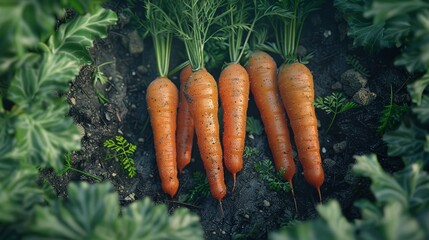 Poster - A bunch of carrots are growing in a garden