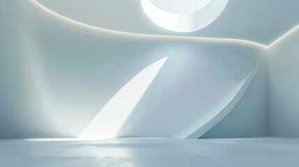 Poster - Abstract modern white architecture with smooth surfaces and sunlight