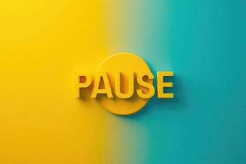 Vibrant Yellow Pause Button, Minimalistic Design