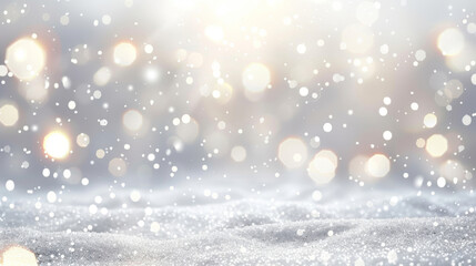 Poster - Tranquil winter scene with glistening snow and soft bokeh illumination