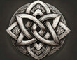 Celtic knot symbol, black and white, dark Irish style, illustration.