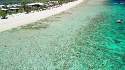 Wall Mural - Amazing aerial view of Gili Meno coastline on a sunny day, Indonesia