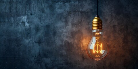 Poster - illuminated light bulb glowing in moody industrial background symbolizing creativity innovation and 