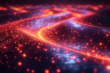 Poster - Digital artwork depicting vibrant neon connections, symbolizing network, technology and futuristic concepts