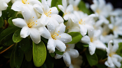 Sticker - white spring flowers background.