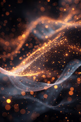 Aufkleber - Luminous fiber-optic style waves that light up a dark background, ideal for telecommunications themes,