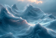 Ethereal Waves Glowing Softly, Suitable For Themes Related To Cloud Technology And Data Storage,