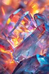 Fototapete - Generate a visual representation of abstract forms that seem to shimmer and flicker like sunlight on water, employing iridescent colors,