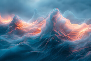 Poster - Ethereal waves glowing softly, suitable for themes related to cloud technology and data storage,