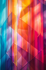 Aufkleber - Create a dynamic abstract scene with intersecting lines and angles that give the impression of continuous movement, employing primary colors,