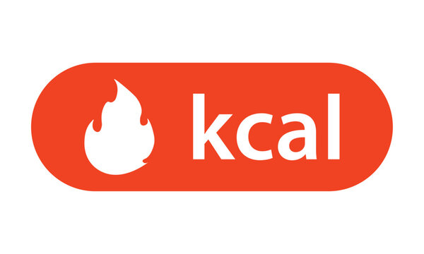 energy fat burn kcal fire icon. kilocalorie red-orange logo vector weight fitness flame graphic icon