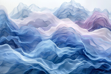 Poster - An artwork featuring soft, undulating forms in pastel hues, mimicking gentle ocean waves,