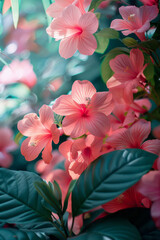 Poster - A tropical burst of bright pinks, oranges, and greens, perfect for travel agencies or summer-related products,