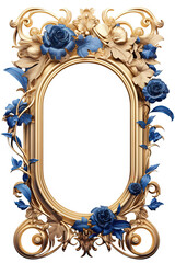 Sticker - Golden ornamental frame in royal or empire style. Retro golden frame with vintage ornament