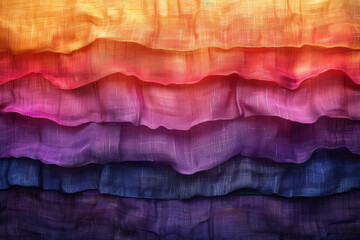 Aufkleber - A sunset gradient of reds, oranges, and purples with a linen texture, adding warmth and depth,