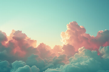Aufkleber - A sunrise gradient from pale yellow to coral with a cloud texture, dreamy and soft,