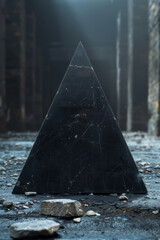 Aufkleber - A single large triangle centered on a black background, its edges razor-sharp for a clean, modern look,