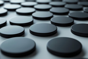 Poster - A series of perfect black circles on a white background, each circle decreasing in size for a sense of depth,